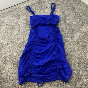 Elegant Blue Ruched Dress